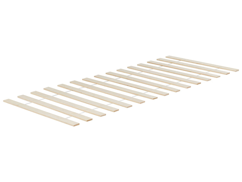 Slatted Bed Base Light Wood EU Single Size 3ft 32 Flat Support Slats Rolled Beliani