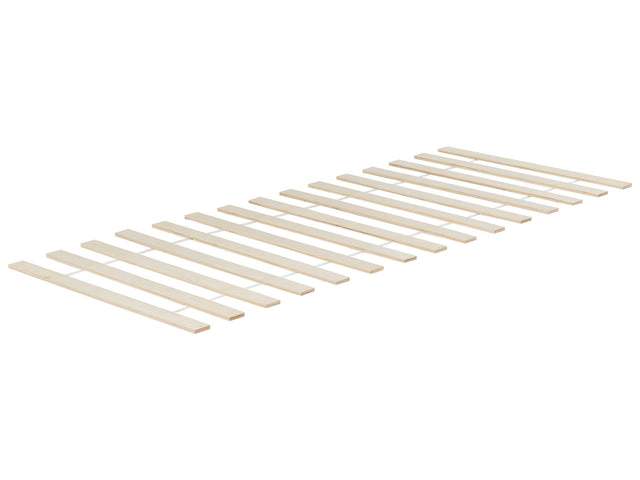 Slatted Bed Base Light Wood EU Single Size 3ft 32 Flat Support Slats Rolled Beliani
