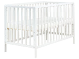 Baby Cot Bed White Pine Wood 60 x 120 cm with Bars Height Adjustable Standard Size Nursery Accessories Minimalistic Design Beliani
