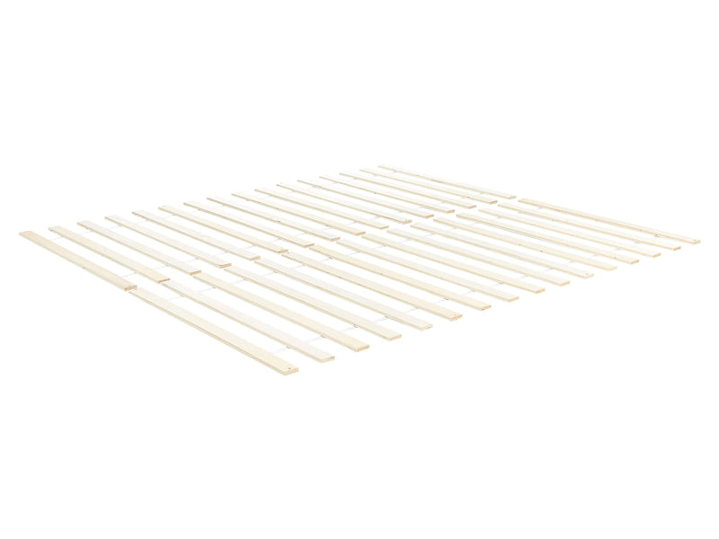Slatted Bed Base Light Wood EU Single Size 5ft3 32 Flat Support Slats Rolled Beliani