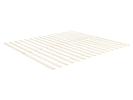 Slatted Bed Base Light Wood EU Single Size 5ft3 32 Flat Support Slats Rolled Beliani