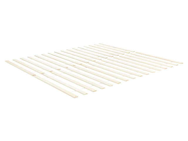 Slatted Bed Base Light Wood EU Single Size 5ft3 32 Flat Support Slats Rolled Beliani