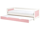 Kids Trundle Bed Pink Pine Wood EU Single Size Frame Extra Slide Out Frame Beliani