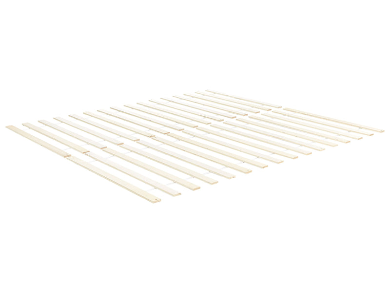 Slatted Bed Base Light Wood EU Super King Size 6ft 32 Flat Support Slats Rolled Beliani