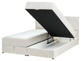 EU King Size Divan Bed with Storage Off-White Fabric 5ft3 with Mattress Beliani