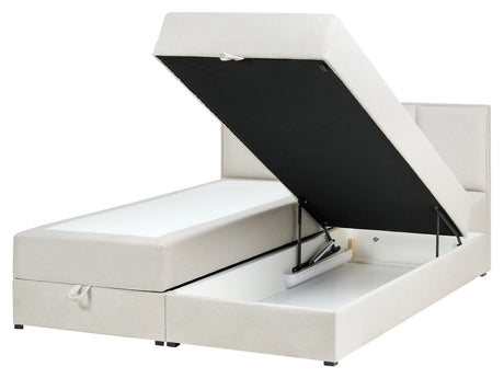 EU King Size Divan Bed with Storage Off-White Fabric 5ft3 with Mattress Beliani