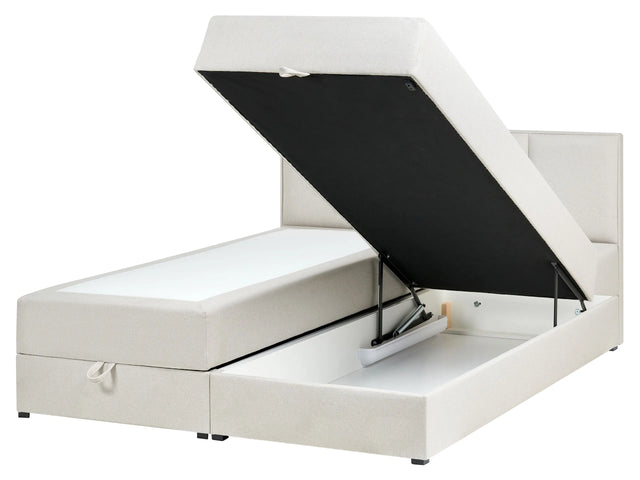 EU King Size Divan Bed with Storage Off-White Fabric 5ft3 with Mattress Beliani