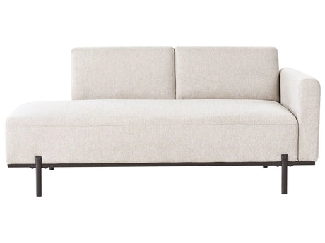 Right Hand Chaise Lounge Light Beige Faux Linen Minimalistic Style Metal Legs Living Room Chaise Beliani