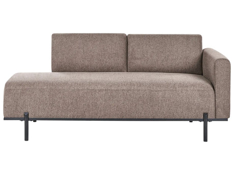 Right Hand Chaise Lounge Light Brown Faux Linen Minimalistic Style Metal Legs Living Room Chaise Beliani