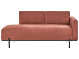 Right Hand Chaise Lounge Light Red Faux Linen Minimalistic Style Metal Legs Living Room Chaise Beliani