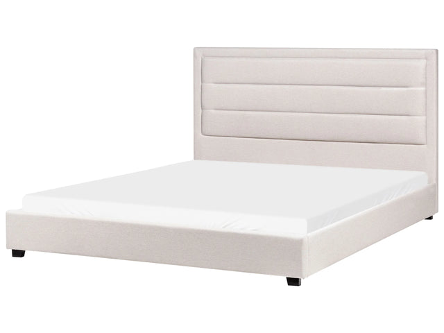 Bed Light Beige Polyester Fabric Upholstery EU Super King Size 6ft Modern Design Padded Headboard Beliani