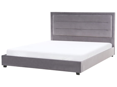 Waterbed Dark Grey Velvet Fabric Upholstery EU Super King Size 6ft Modern Design Padded Headboard Beliani