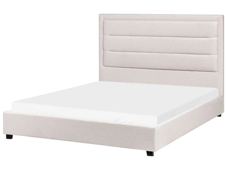 Waterbed Light Beige Polyester Fabric Upholstery EU Double Size 4ft6 Modern Design Padded Headboard Beliani