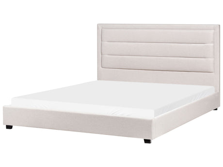 Waterbed Light Beige Polyester Fabric Upholstery EU Super King Size 6ft Modern Design Padded Headboard Beliani