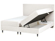 EU Super King Size Divan Bed with Storage Off-White Velvet Fabric 6ft with Mattress Beliani