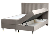 EU King Size Divan Bed with Storage Taupe Velvet Fabric 5ft3 with Mattress Beliani