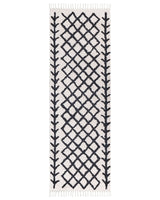 Area Rug Beige and Black Cotton 80 x 230 cm Rectangular Geometric Pattern Boho Oriental Style Beliani