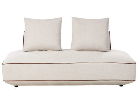 Modern Fabric Beige Chaise Lounge with Cushions Modern Upholstered Daybed with Pocket Spring Seat Beliani