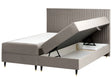 EU Super King Size Divan Bed with Storage Taupe Velvet Fabric 6ft with Mattress Beliani