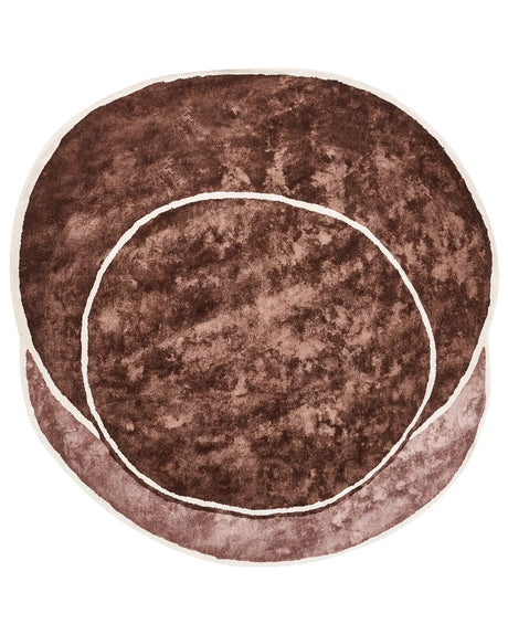 Area Rug Brown and Light Brown Viscose and Wool Geometric Pattern 200 x 200 cm Modern Glam Style Beliani