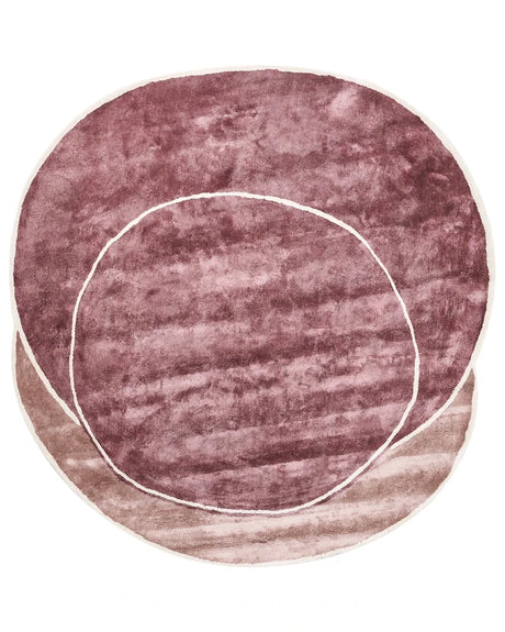 Area Rug Pink Viscose and Wool Geometric Pattern 200 x 200 cm Modern Glam Style Beliani