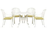Garden Dining Set Off-White Aluminium Outdoor Table 4 Chairs Polyester Seat Pads Beliani