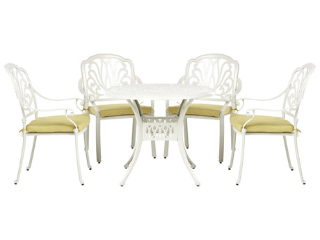 Garden Dining Set Off-White Aluminium Outdoor Table 4 Chairs Polyester Seat Pads Beliani
