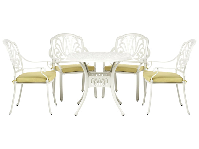 Garden Dining Set Off-White Aluminium Outdoor Table 4 Chairs Polyester Seat Pads Beliani