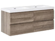 Wall Mounted Bathroom Cabinet Taupe MDF 120 x 46 cm with 4 Drawers with Double Washbasin Beliani