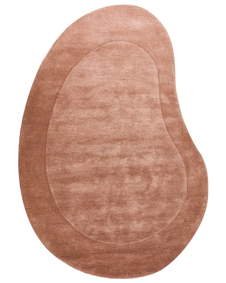 Area Rug Golden Brown Viscose 160 x 230 cm Organic Kidney Shape Accent Rug Beliani