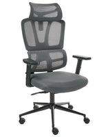 Office Chair Dark Grey Mesh Polyester Swivel Seat Sliding Headrest Adjustment Armrest Up/Down Beliani