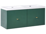 Wall Mounted Bathroom Cabinet Vanity Unit Emerald Green MDF 120 x 46 cm with 4 Drawers with Double Washbasin Beliani