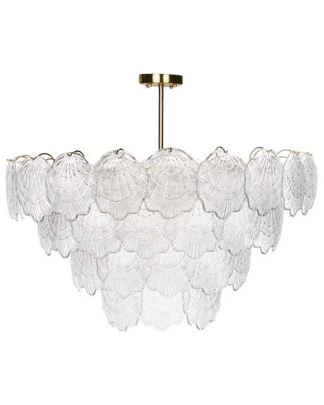 Chandelier Brass Metal and Glass   80 cm Pendant Lamp Glamour Style Beliani