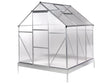 Garden Greenhouse Silver Polycarbonate Sheets Aluminum Frame Walk-In Sliding Doors UV Protection Beliani