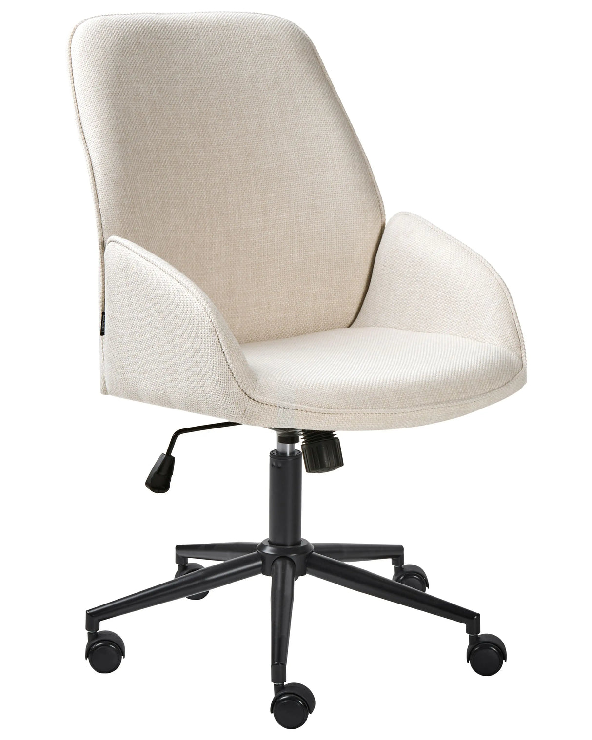 Office Chair Beige Fabric Upholstery Swivel Side Occassional Chair Seat Height Adjustment Beliani
