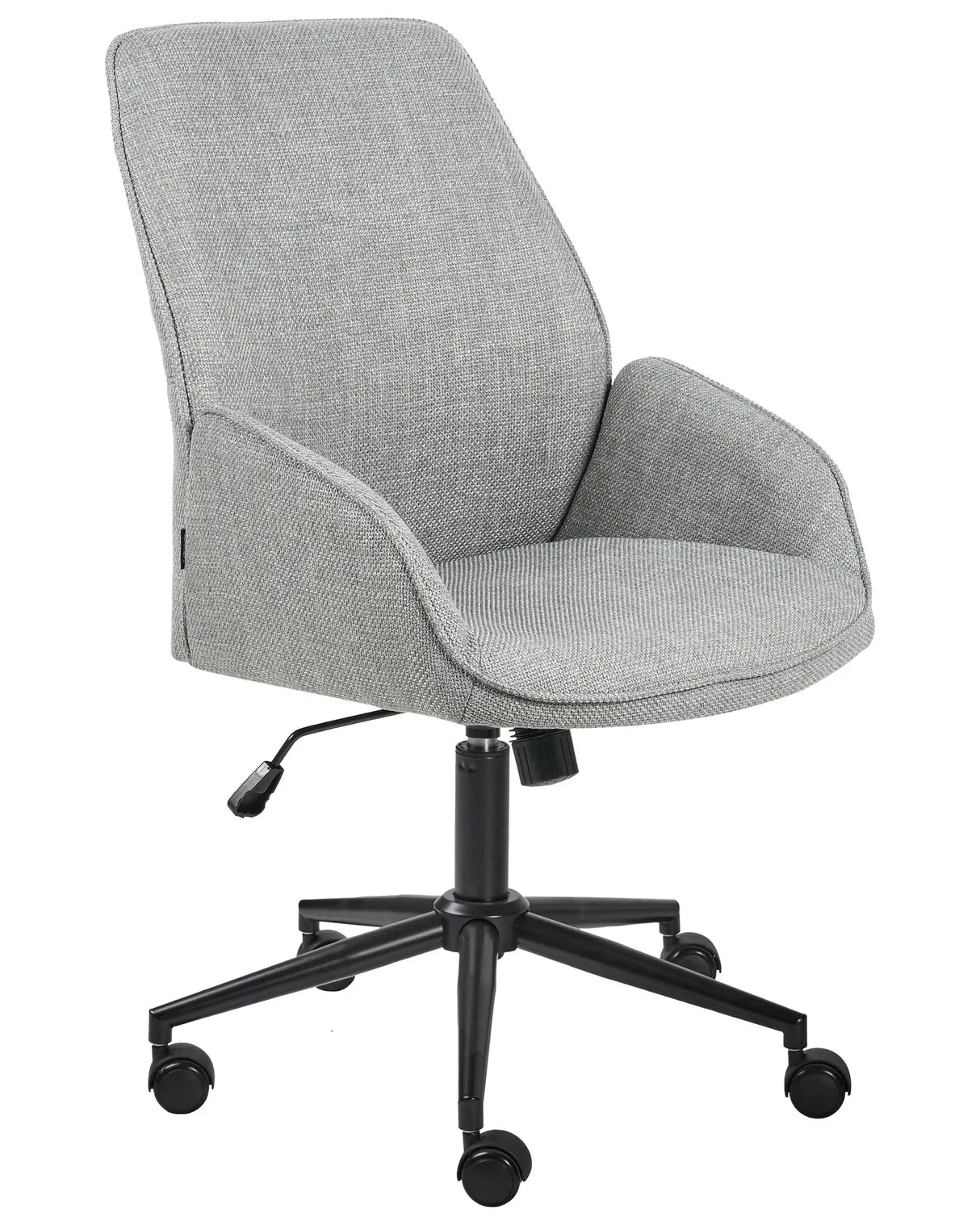 Office Chair Grey Fabric Upholstery Swivel Side Occassional Chair Seat Height Adjustment Beliani