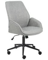 Office Chair Grey Fabric Upholstery Swivel Side Occassional Chair Seat Height Adjustment Beliani