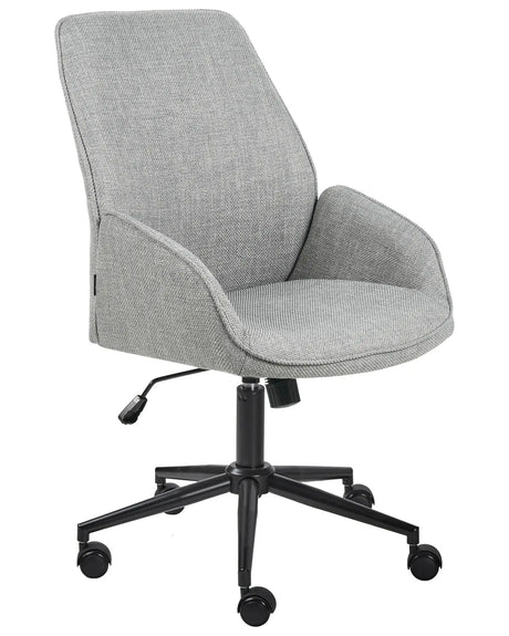 Office Chair Grey Fabric Upholstery Swivel Side Occassional Chair Seat Height Adjustment Beliani