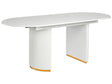 Extending Dining Table White MDF Gloss Tabletop Buttefly Leaf Mechanism Glamour Style Beliani