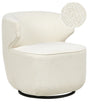 Armchair Off-White Boucle Soft Teddy Fabric Black Leg Base Swivel 360 Industrial Beliani