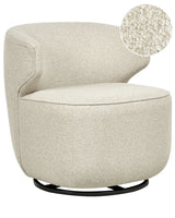 Armchair Light Beige Boucle Soft Teddy Fabric Black Leg Base Swivel 360 Industrial Beliani