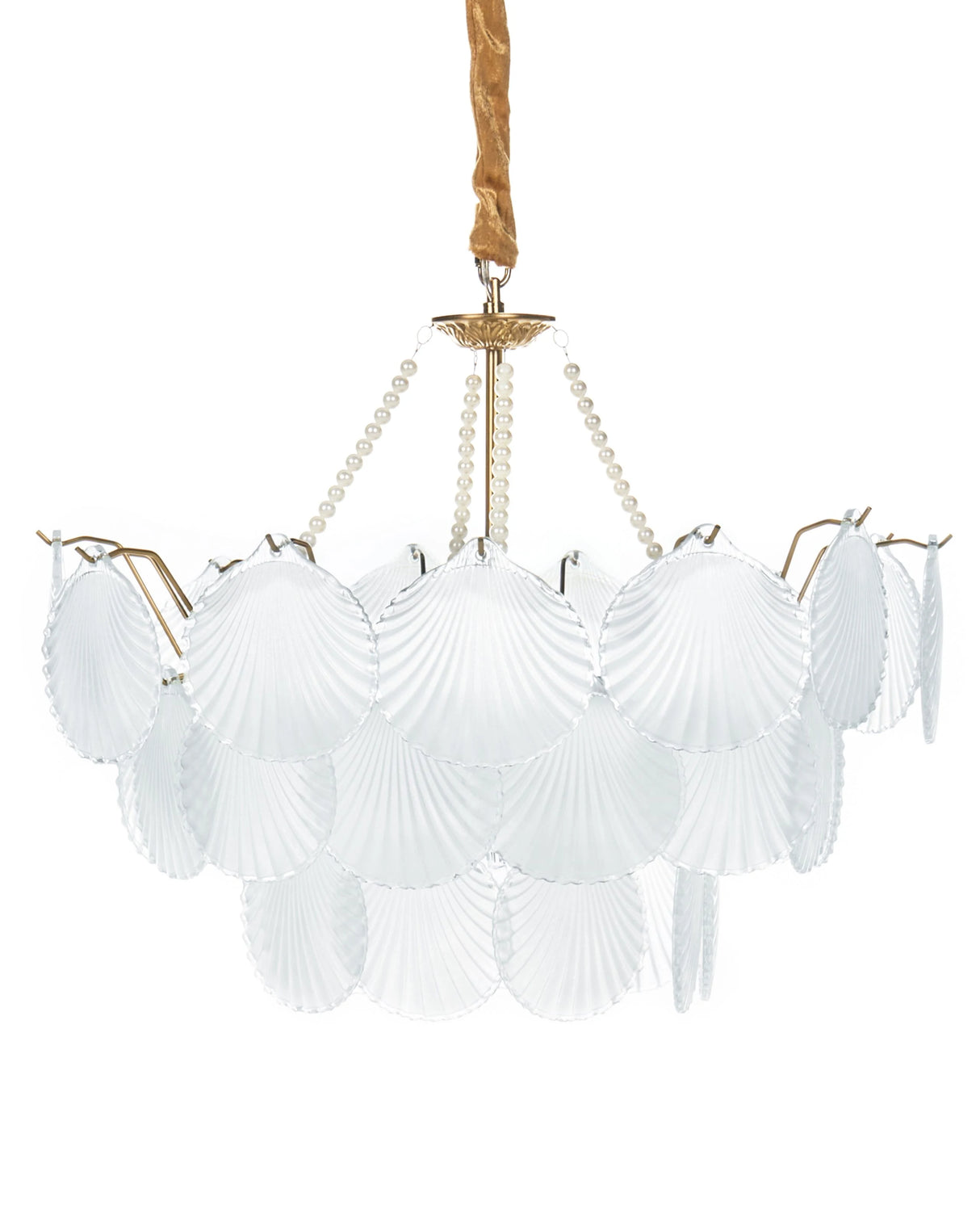 Chandelier Brass Metal and Glass  56 cm Pendant Lamp Glamour Style Beliani