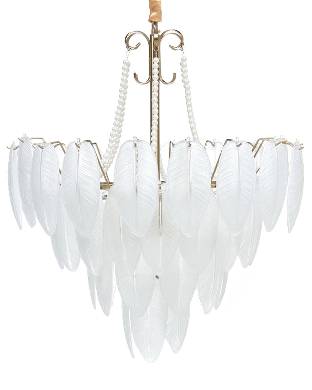 Chandelier Brass Metal and Glass  60 cm Pendant Lamp Glamour Style Beliani