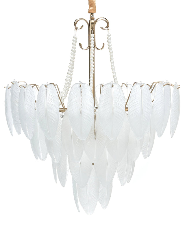 Chandelier Brass Metal and Glass  60 cm Pendant Lamp Glamour Style Beliani
