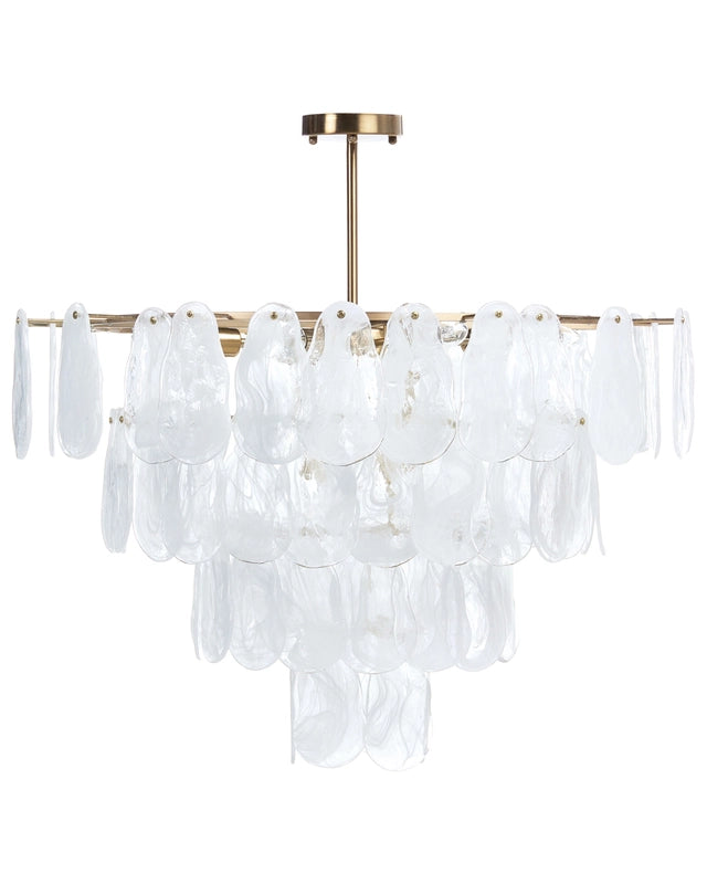 Chandelier Brass Metal and Glass  80 cm Pendant Lamp Glamour Style Beliani