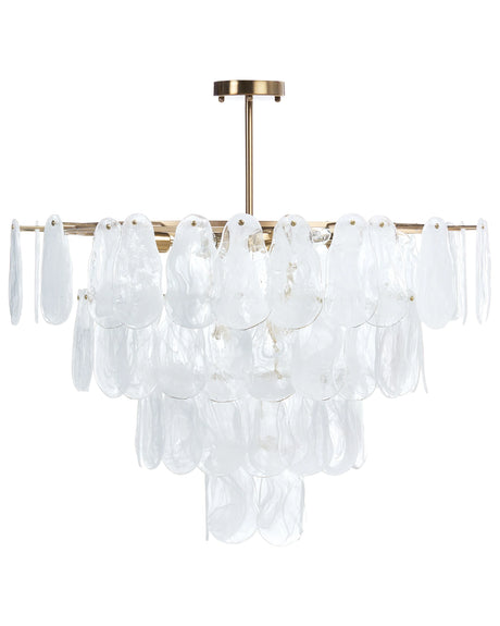 Chandelier Brass Metal and Glass  80 cm Pendant Lamp Glamour Style Beliani