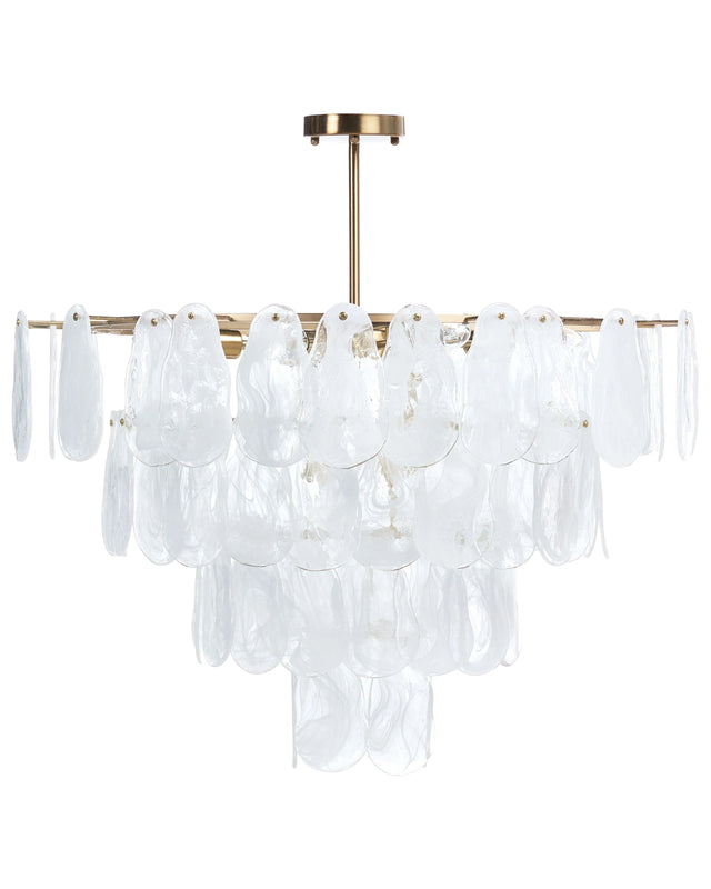 Chandelier Brass Metal and Glass  80 cm Pendant Lamp Glamour Style Beliani