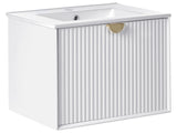 Wall Mounted Vanity Unit with Basin White Engineered Wood Bathroom Cabinet Storage 60 x 43 cm Modern Design Beliani