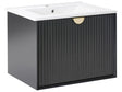 Wall Mounted Vanity Unit with Basin Black Engineered Wood Bathroom Cabinet Storage 60 x 43 cm Modern Design Beliani