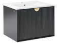 Wall Mounted Vanity Unit with Basin Black Engineered Wood Bathroom Cabinet Storage 60 x 43 cm Modern Design Beliani